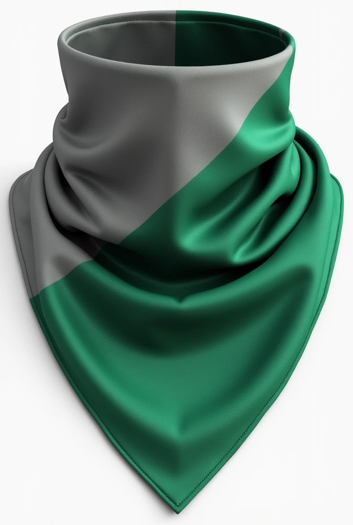 Create a half gray, half green triangular neckerchief