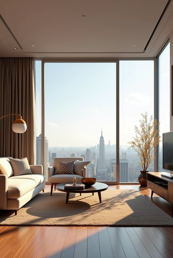 Large apartment living room image in 3d horizontal