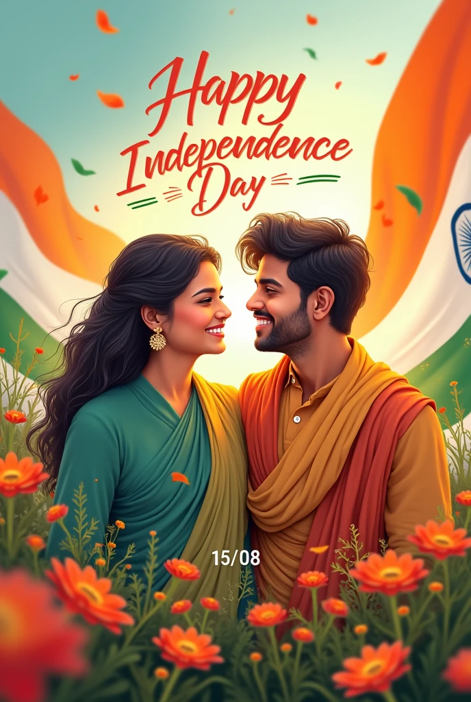Happy independence day
Raju 🥰Supriya name showing in image
Indian flag showing
Date mentioned 15 August 2024 date
15/08/2024 with raju and supriya name showing