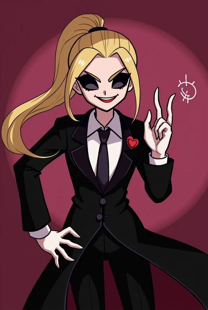 Haz una firma con estilo de charlie morningstar de hazbin hotel