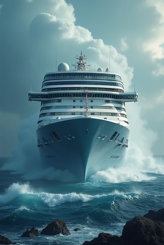 Cruise ship destroyed by storm
