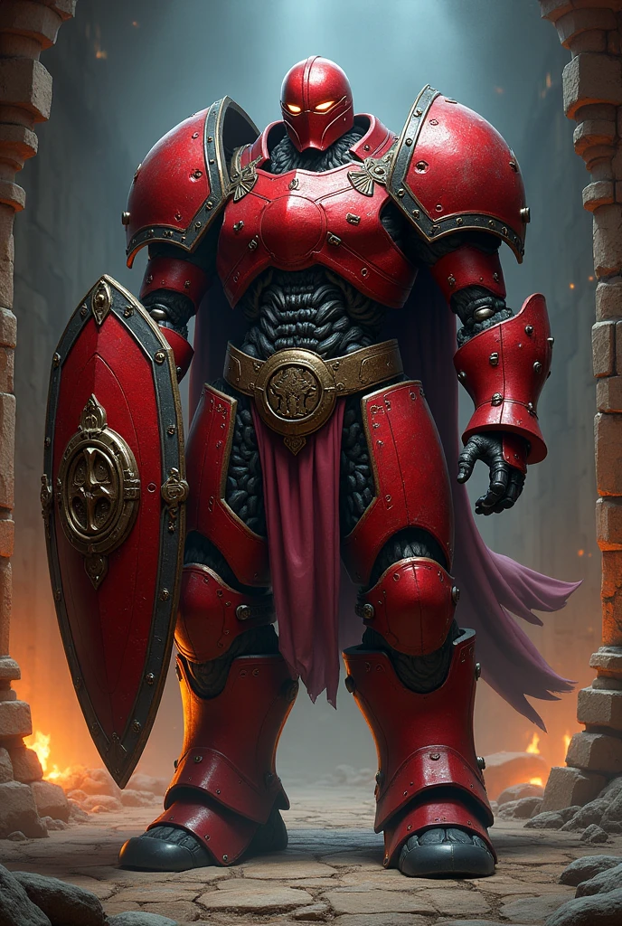D&d red Warforged with shield