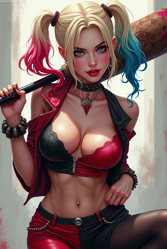 Harley Quinn from the suicide squad movie in a sexy NSFW pose with an anime style bat
