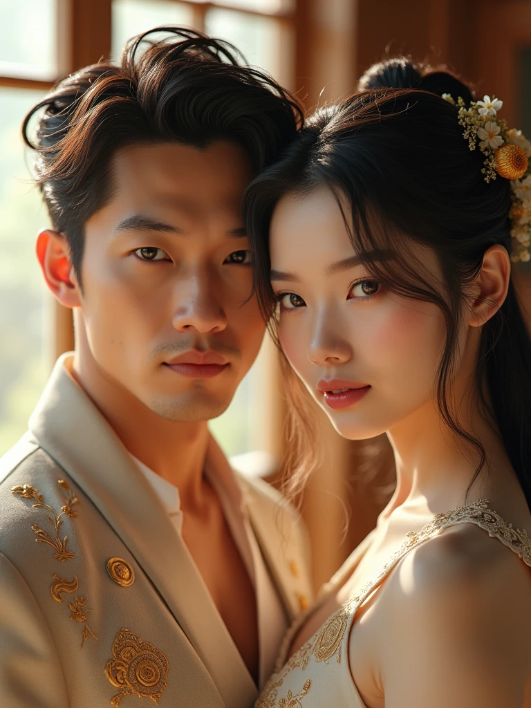 beautiful asian couple,relistic,masterpiece,flawless,high quality