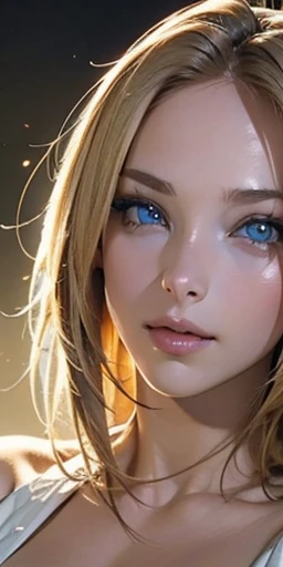 portrait, Practical, blue eyes, Blonde hair, Large Breasts, 4K resolution, High quality CG, Beautiful CG, Soft Light,