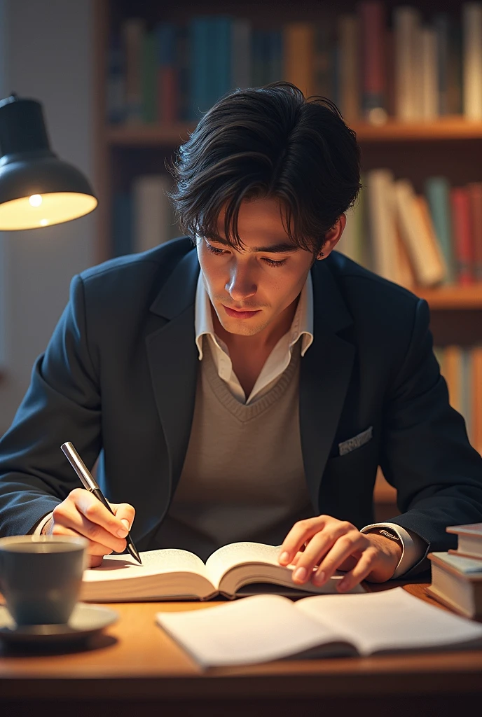 Male student studying