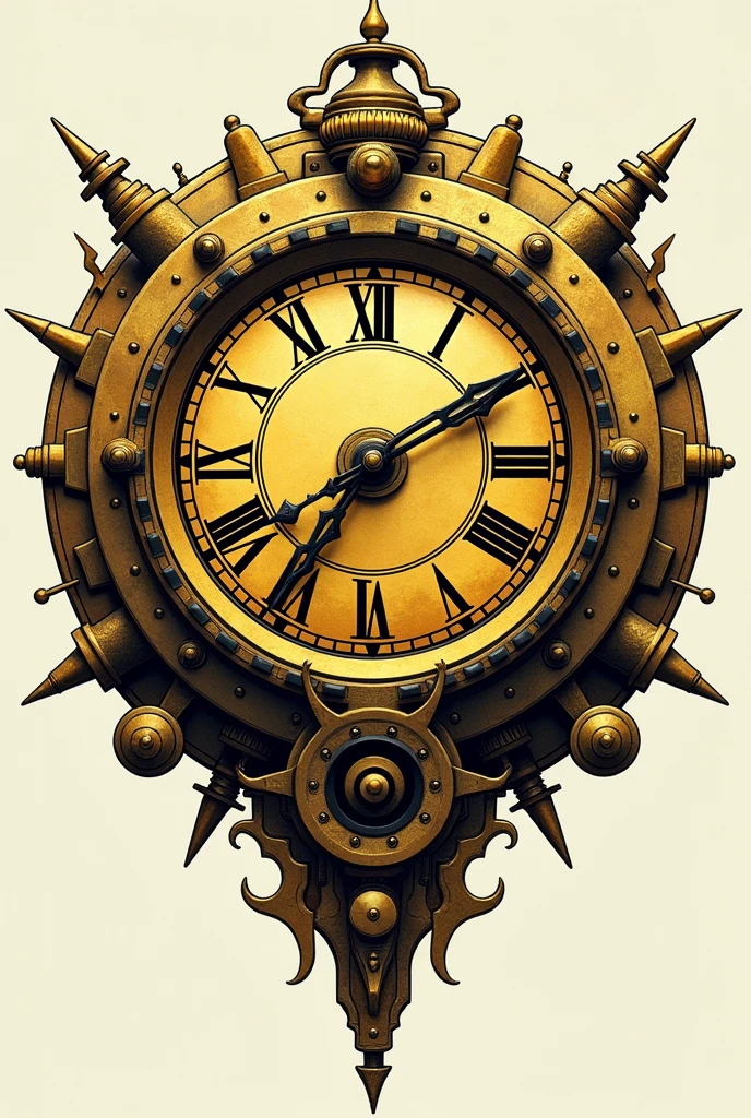 Draw logo Deus ex Machina, Have the name "Deus ex Machine", with time travel style, main color is gold, clock image, stylized clock hands.
Idol group style


