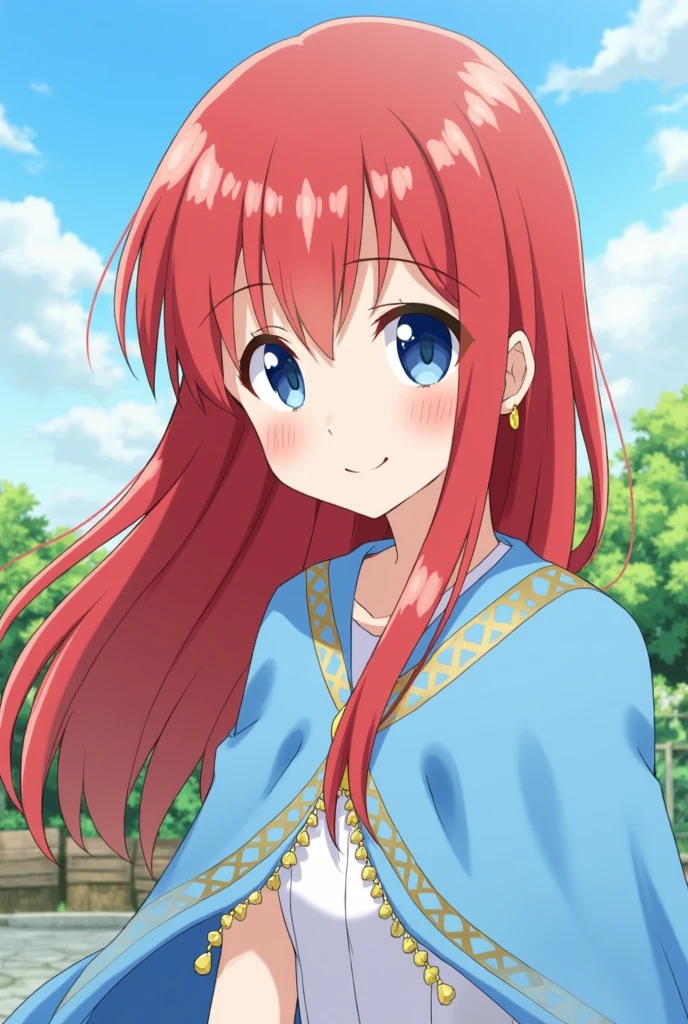 1 Girl, woman, Solitary, portrait, woman focus,
Red hair, blue eyes, Long hair, Light blue, Smile,
Looking at the audience, outdoor,
beautiful, Blue cape, Gold Inlay, earrings,
BREAK
Fraction_9, Fraction_8_up, Fraction_7_up, Fraction_6_up, Fraction_5_Direction_4_up, src_cartoon, score_When doing ahegao