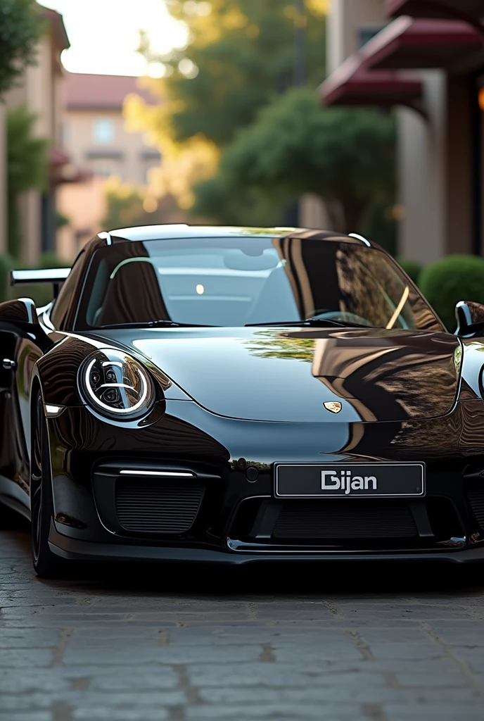 
Make a black Porsche, whose plate says Bijan's name