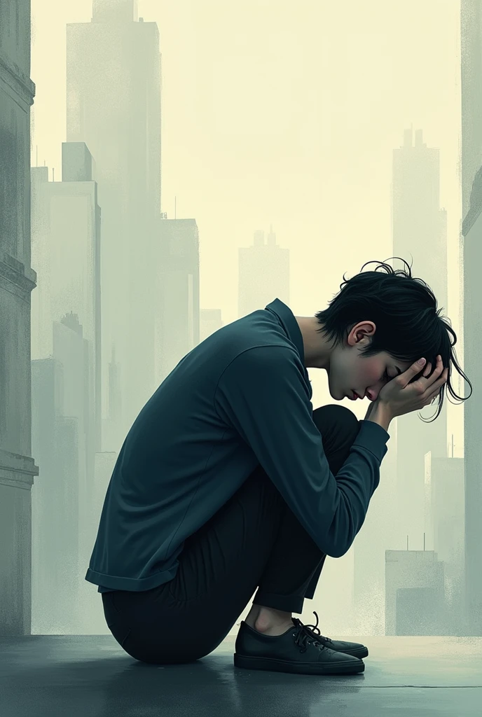 An image of emotional exhaustion in contemporary style 

