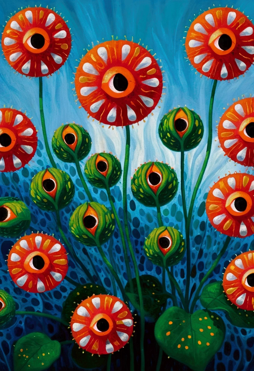Yayoi Kusama style，An abstract painting，Coronavirus Plant，Pop Art，Dense
