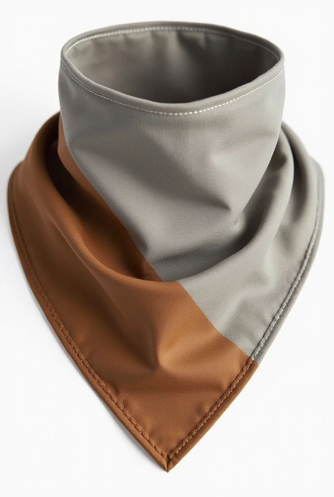 Create a triangular neckerchief that is half light gray and half brown