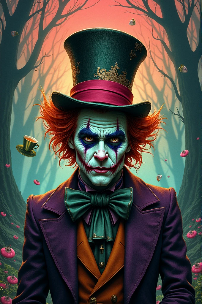 Dark fantasy image of the mad hatter character 1970s
