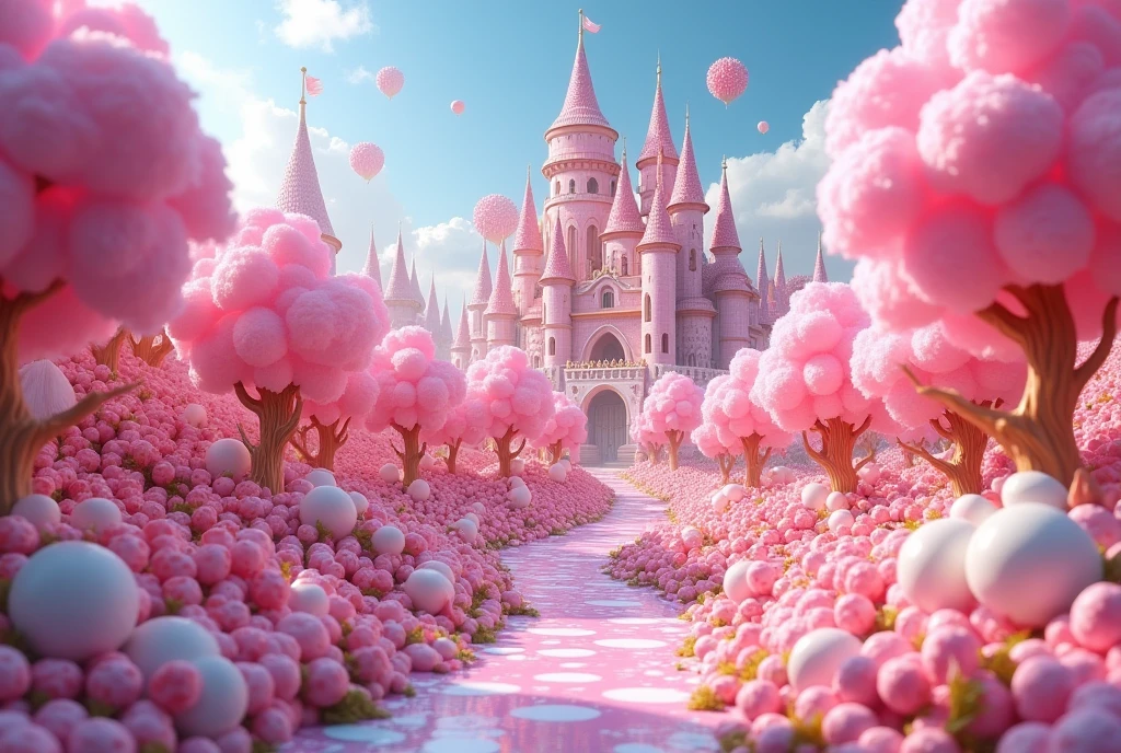 a candy land with lots of candy, candy forest, candy land, candyland, everything is made of candy, made of cotton candy, in a candy land style house, candy - coated, made of candy and lollipops, heaven pink, cotton candy, made of candy, heaven!!!!!!!!, cotton candy trees, candy, hyperreal phantastic landscape, lots of candy land style houses, a big candy land style castle surrounded by a river made of chocolate, road made with candy buttons, Chewing Gum, candy cannes, lollypop candies all over the place