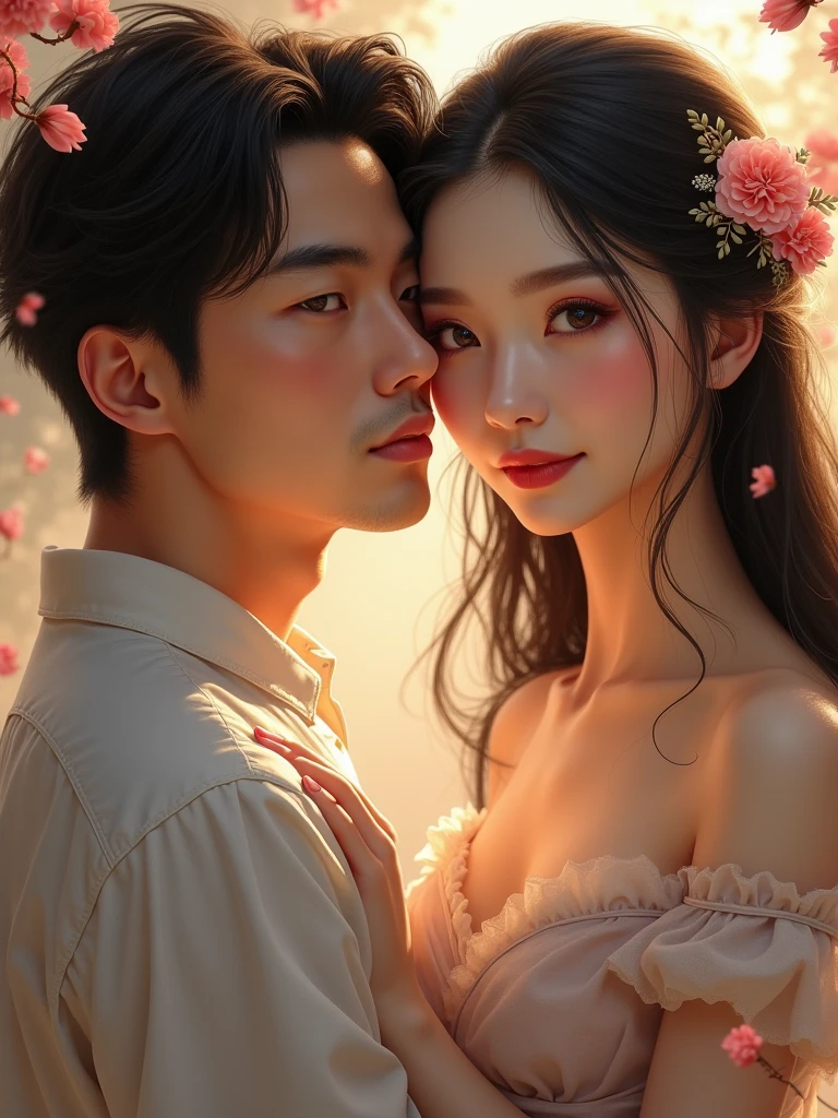 beautiful asian couple,relistic,masterpiece,flawless,high quality