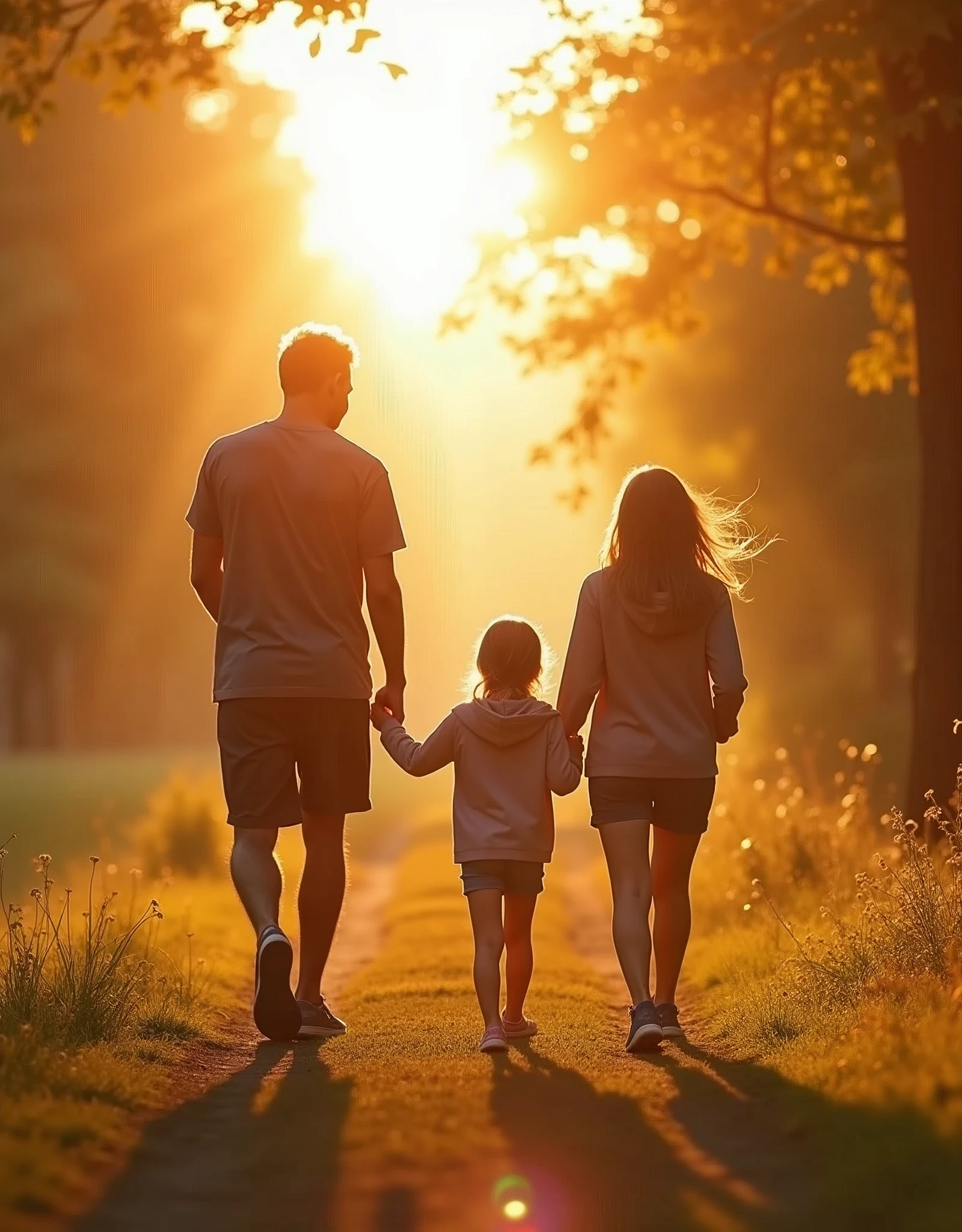 Add an image symbolic of healthy living, such as a morning walk with the family.