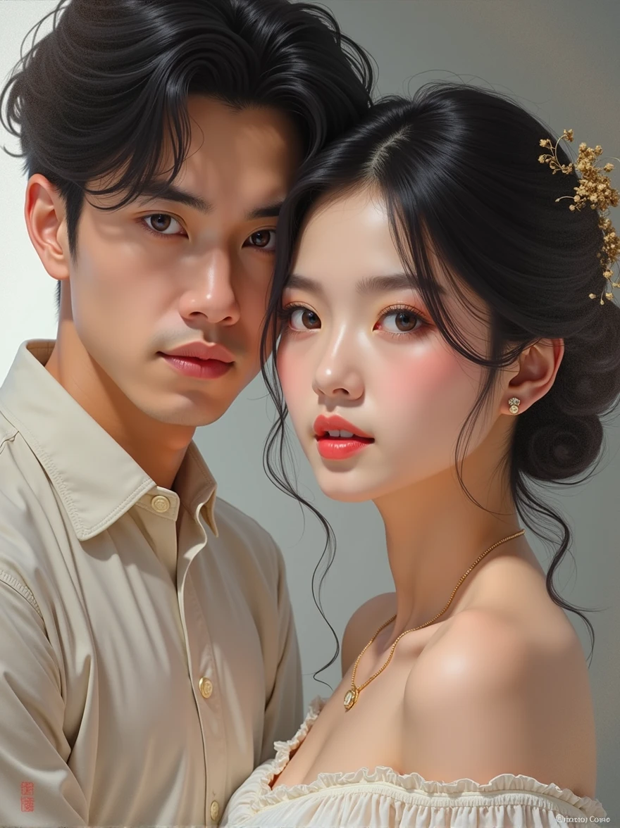 beautiful asian couple,relistic,masterpiece,flawless,high quality