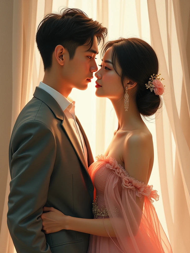 beautiful asian couple,relistic,masterpiece,flawless,high quality