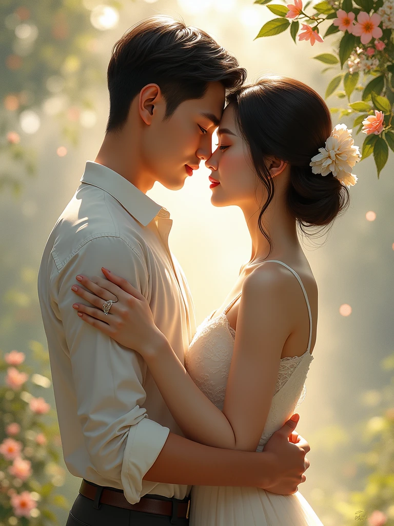 beautiful asian couple,relistic,masterpiece,flawless,high quality