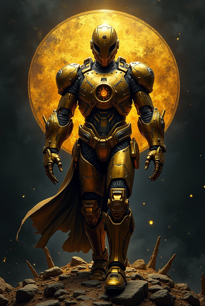 Design this words "Deus ex Machina" with time travel style, main color is gold,