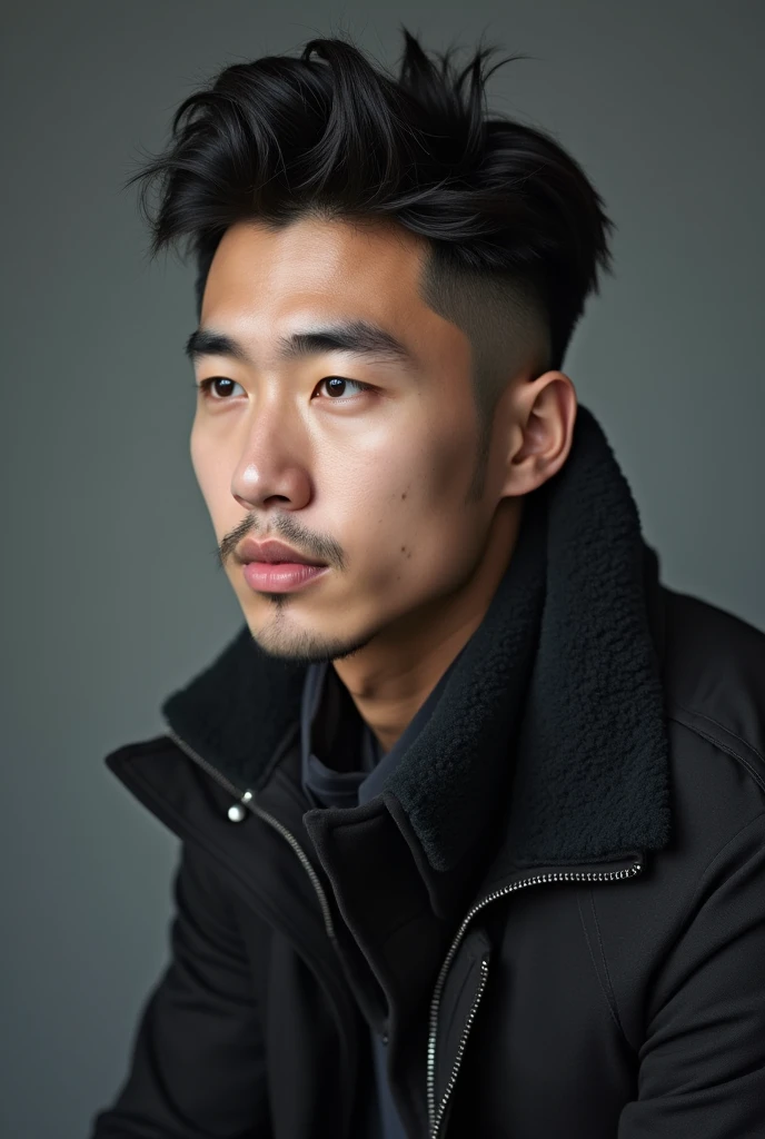 Handsome korean man with wolf haircut style
