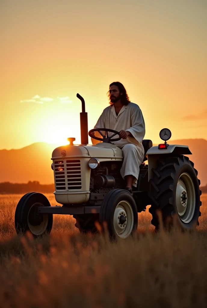 Jesus Christ on a tractor