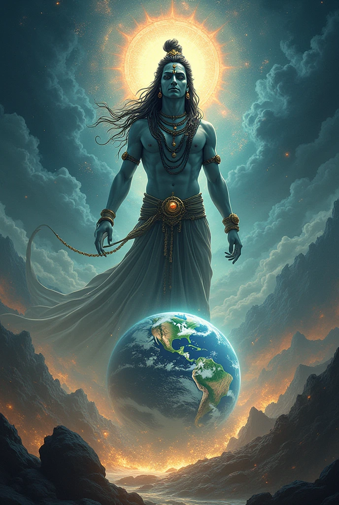 Generate a photo and which lord Shiva take care of this earth and its people