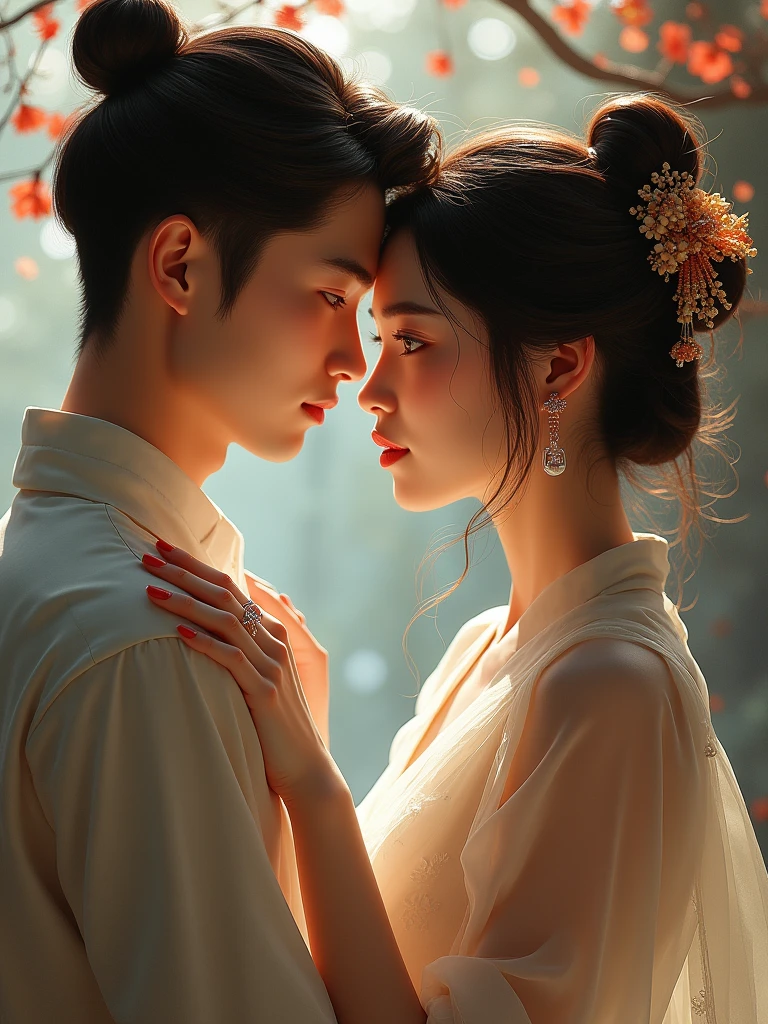 beautiful asian couple,relistic,masterpiece,flawless,high quality