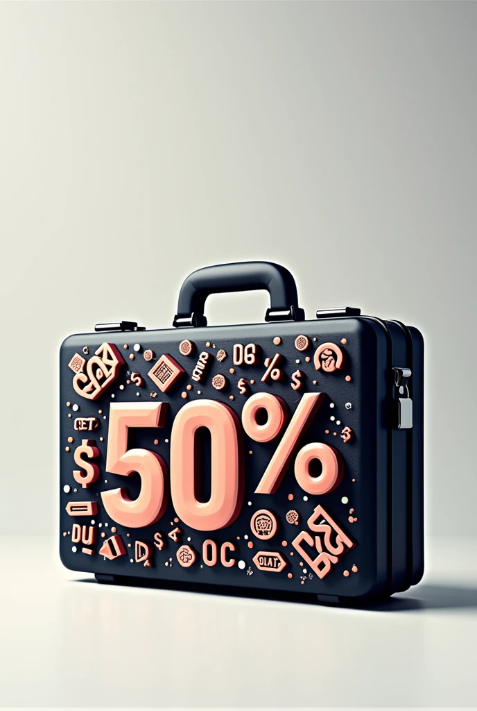 A briefcase with discount designs around it