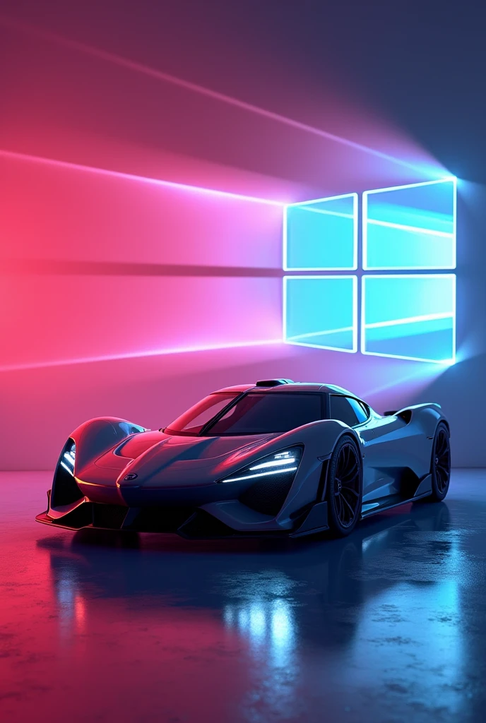 Background of sport cars with windows 10 logo