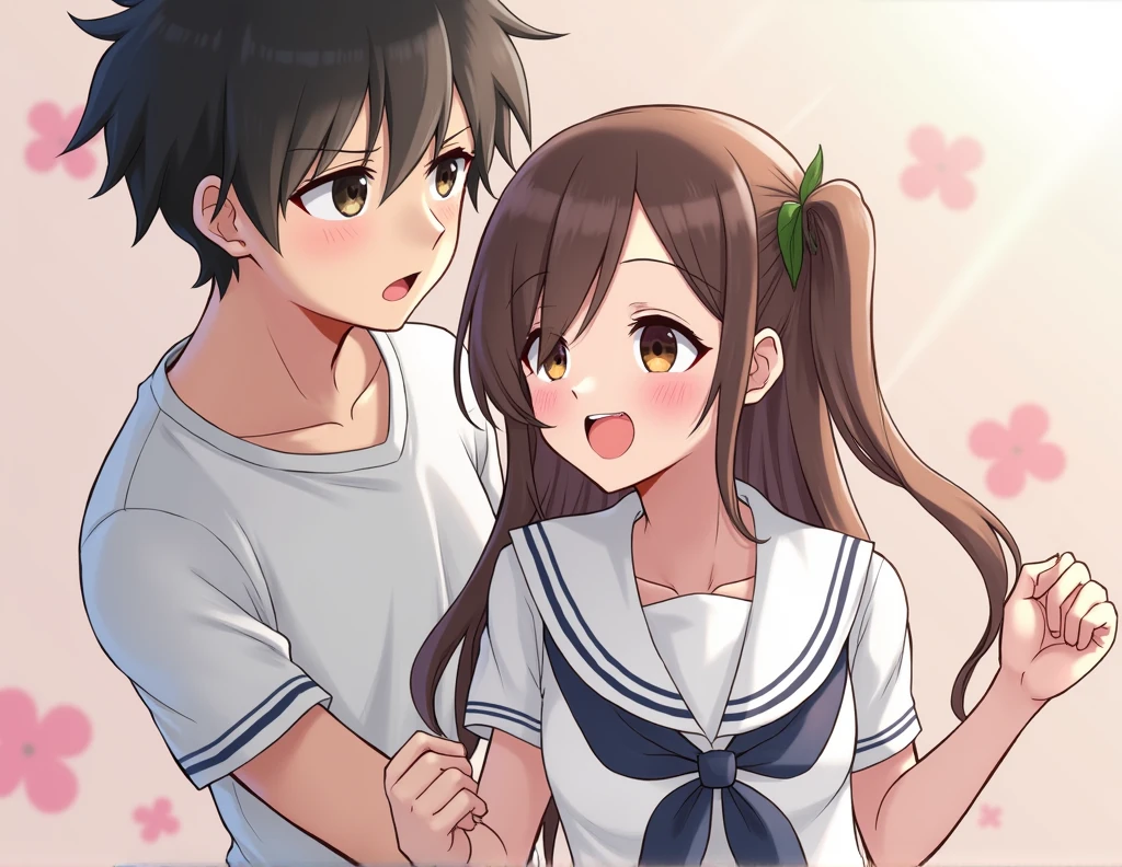 20-year-old male、Black Hair、short hair、girl、Brown Hair、long hair、Sailor suit、Erotic、Naughty、Cowgirl