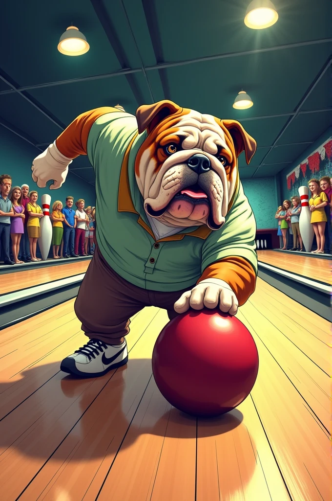 American comic style bowling bulldog