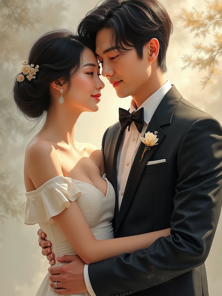 beautiful asian couple,relistic,masterpiece,flawless,high quality