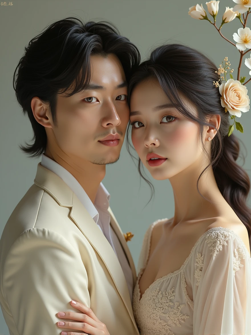 beautiful asian couple,relistic,masterpiece,flawless,high quality
