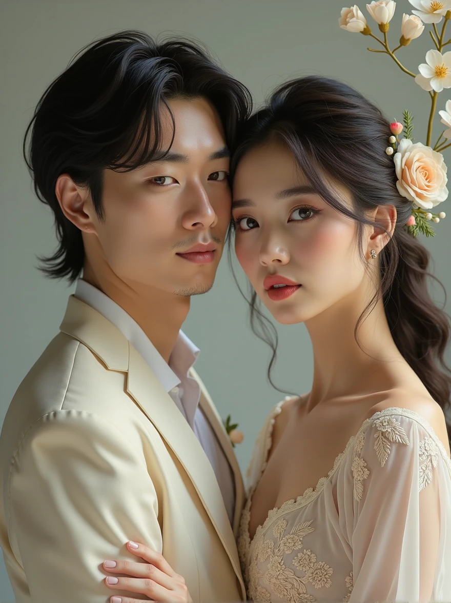 beautiful asian couple,relistic,masterpiece,flawless,high quality