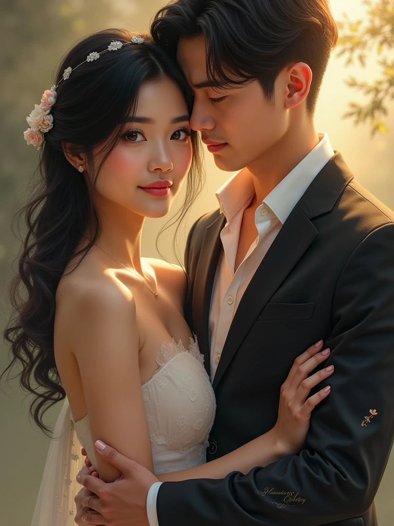 beautiful asian couple,relistic,masterpiece,flawless,high quality