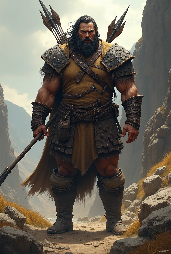 Strong and serious man, resembling Nebeyaw. Wears practical leather armor and carries a spear or bow.