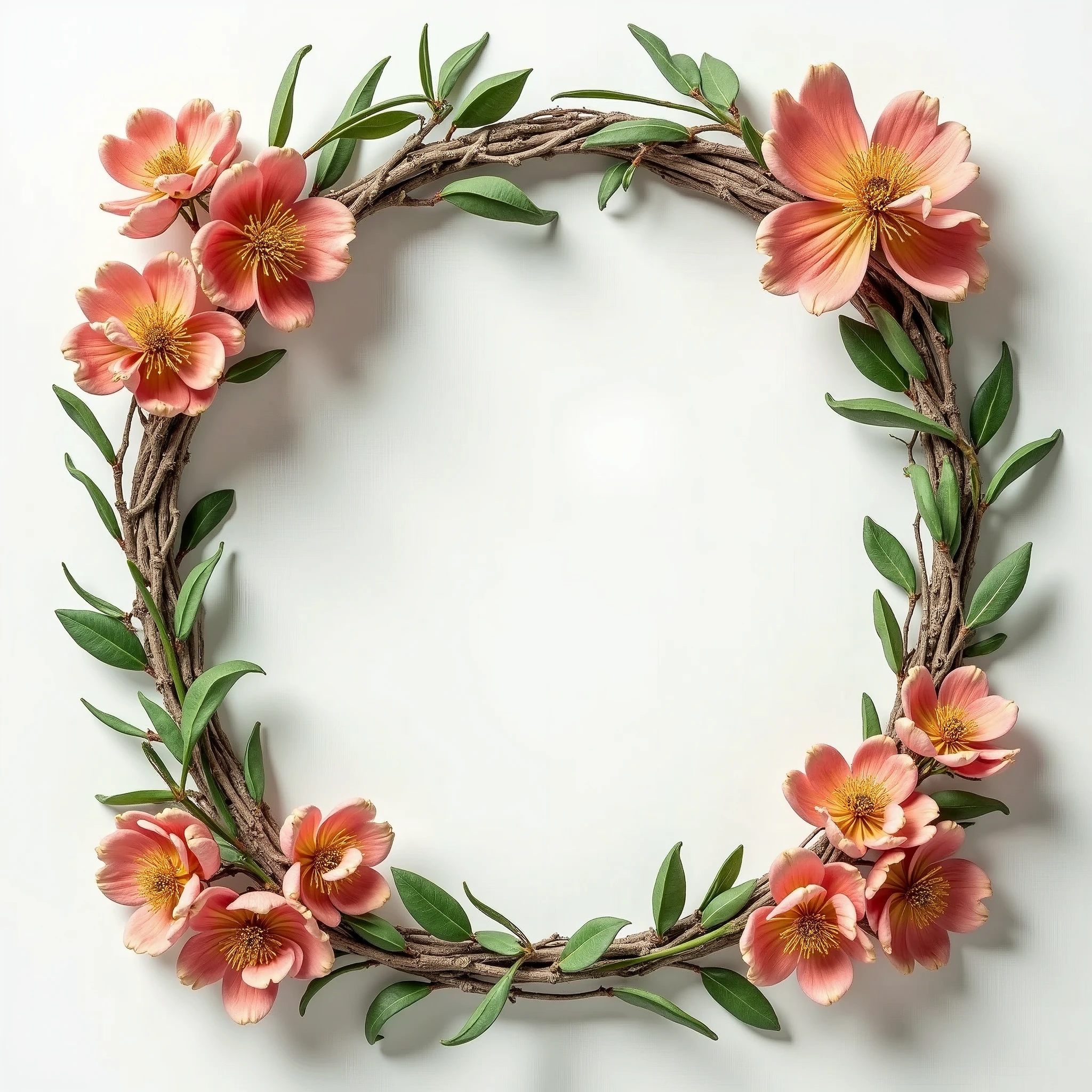 frame made with branches of plants and flowers