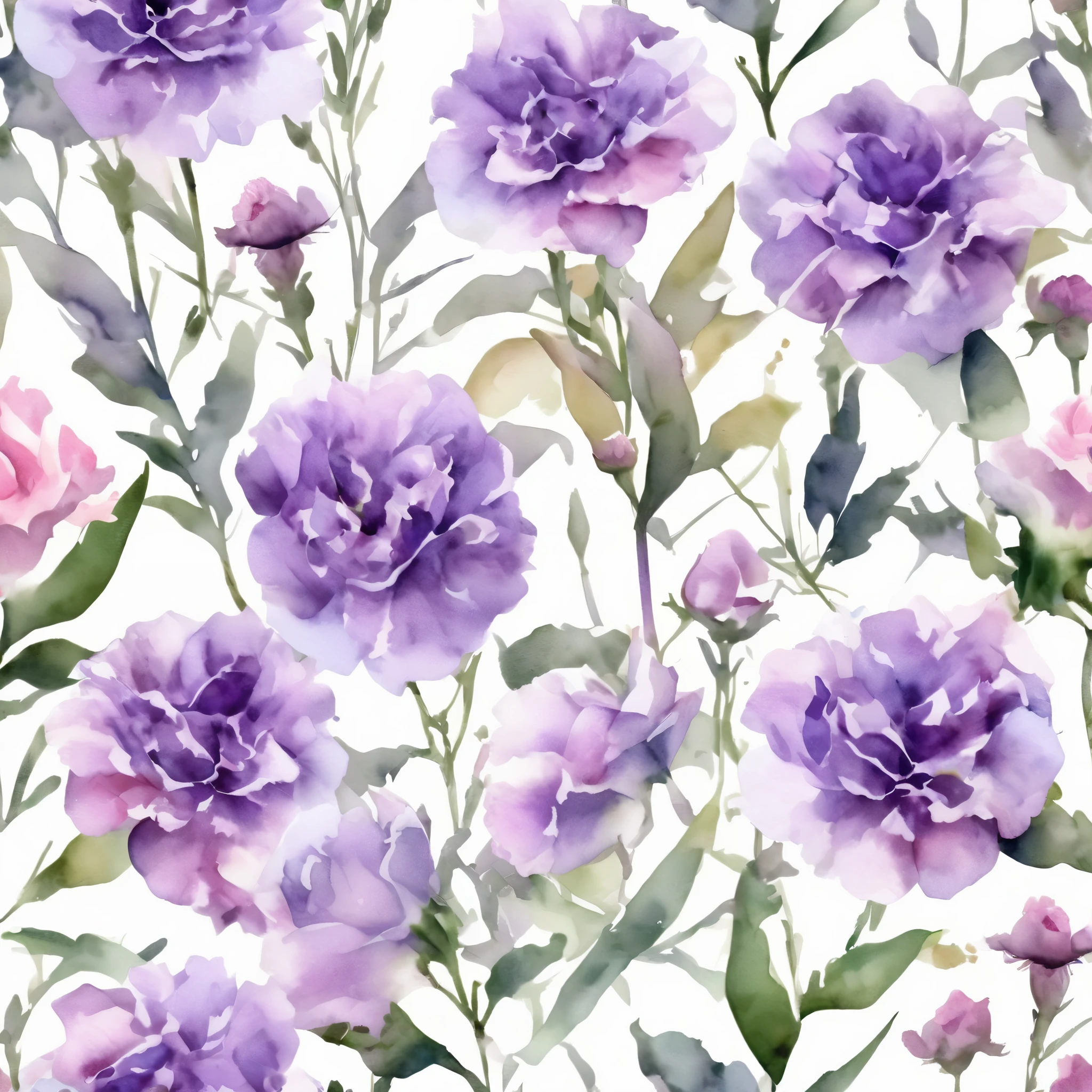 AlloverFLR, pattern, Lavender flower illustration, pattern, super close-up photo of hyperrealistic flower, photographic quality, high resolution, white background. Botanical, Watercolor, Carnation, Rose, Pedal, Leaves, Bush, Flourish, Calico, Small Flowers, Pain Daub, Abstract