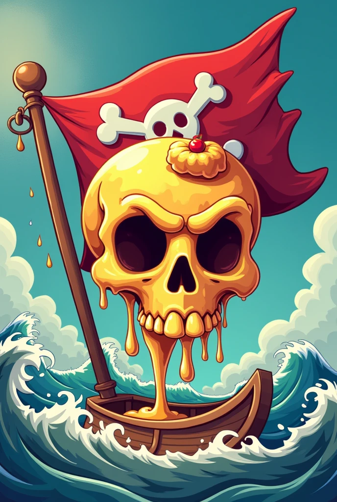 Pirate flag design with a skull made of pudding(Cartoon)