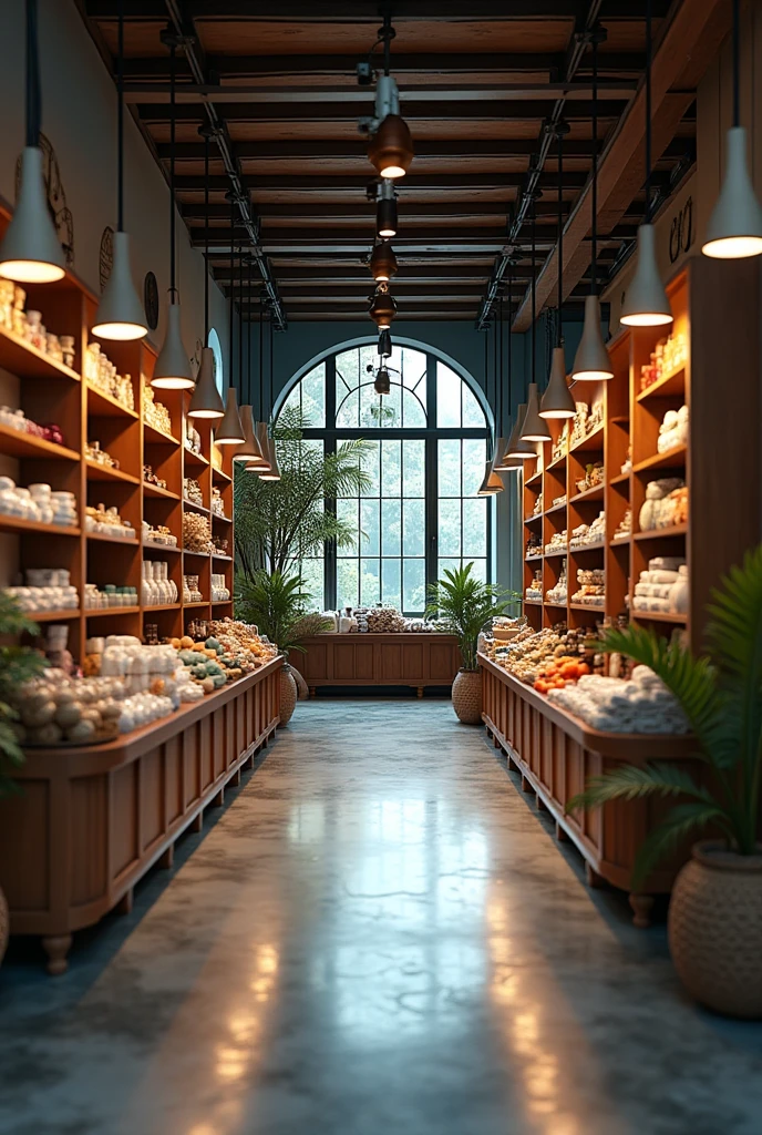 Shops in today's time. Advanced from middle age. Technically advanced. Super realistic.