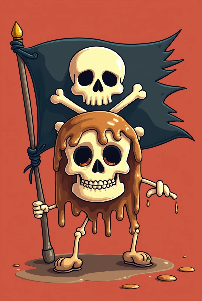 Pirate flag design with a skull drawn on it made of pudding(Cartoon)