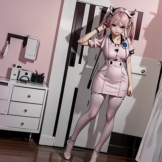 full-body shot，There are shoes to wear(masterpiece), highest quality, Ultra-high resolution,woman、Gothic punk、devil、((Background pink room:1.3))、Bat、smile、teddy bear、devilの槍1
a close up of a person in a white dress with a stethoscope, nurse girl, close - fitting nurse costume, nurse, trending on cgstation, an alien robot naughty nurse, Belle Delphine, trending at cgstation, nurse costume, (doctor), doctor, ruan cute vtuber, professional cosplay, with a stethoscope
2
a close up of a person in a white dress with a stethoscope, an album cover inspired by Leng Mei, trending on pixiv, video art, nurse girl, close - fitting nurse costume, nurse, trending on cgstation, an alien robot naughty nurse, Belle Delphine, trending at cgstation, nurse costume, (doctor), doctor