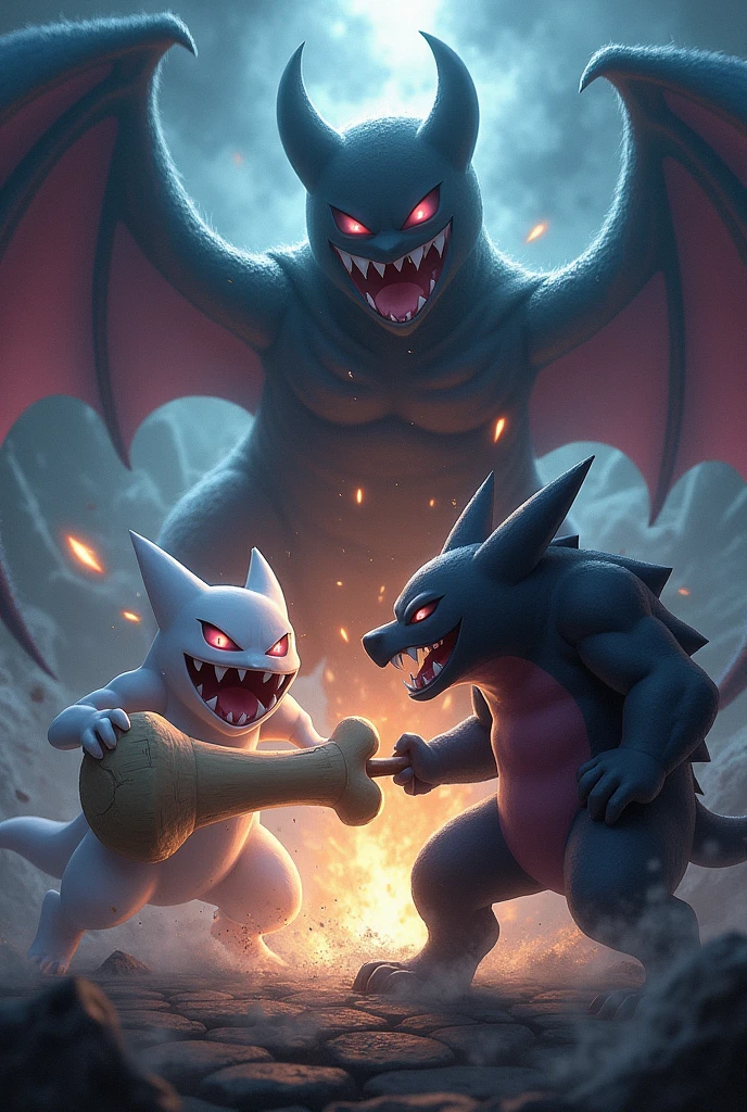 Epic pokemon battle beetween a gengar and a marowak