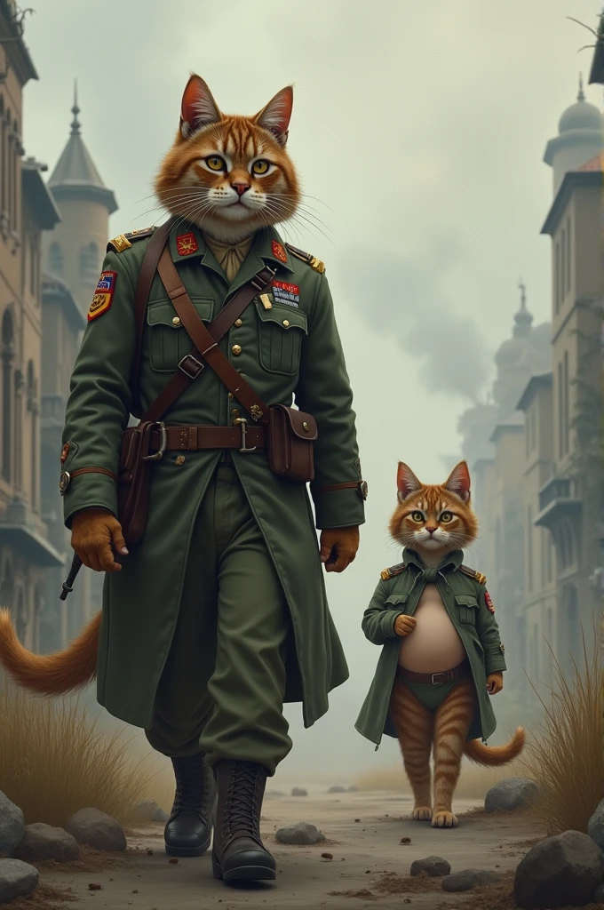 Military cat leaves pregnant cat wife to go to war
