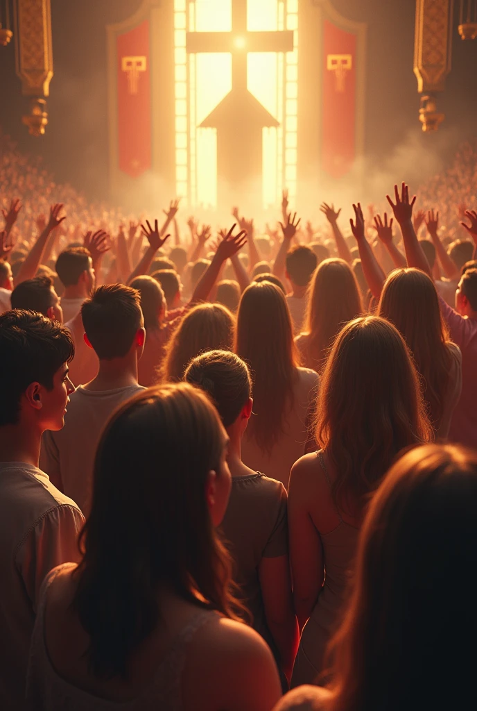agers at a convention worshiping God