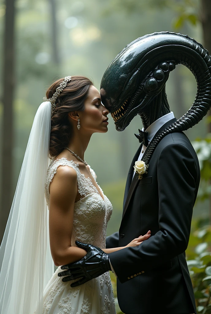 (photorealism:1.2), wedding of two Xenomorph