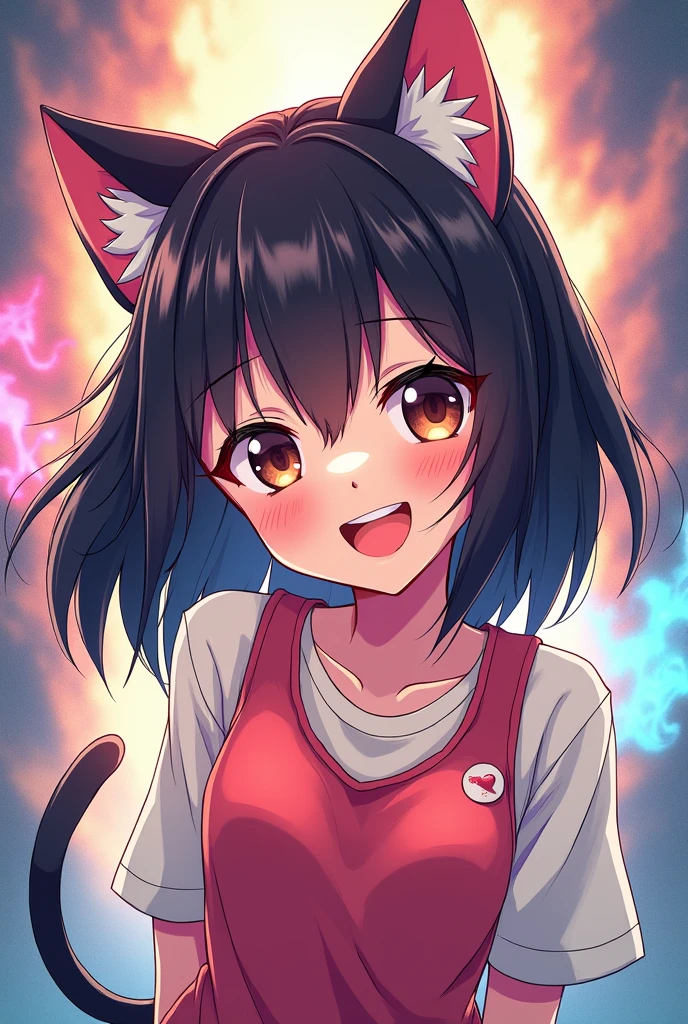 Jujutsu Kaisan style anime girl with cat ears
