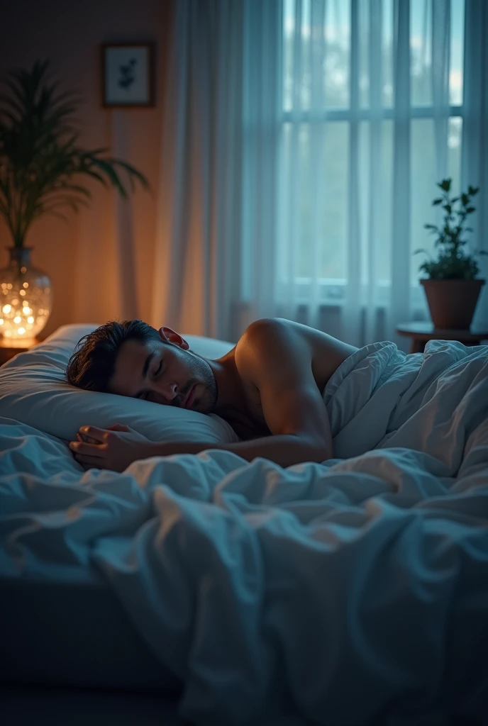 A sleeping person and his room