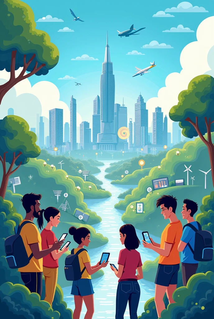 "From Clicks to Progress: Youth Digital Pathways for Sustainable Development".easy drawing 
